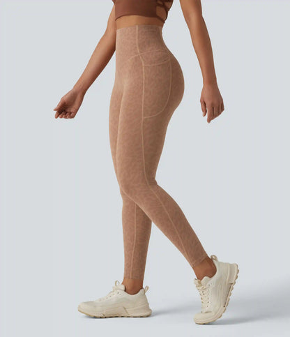 Halara UltraSculpt™ Leopard Print High Waisted Tummy Control Shaping Running 7/8 Leggings with Pockets
