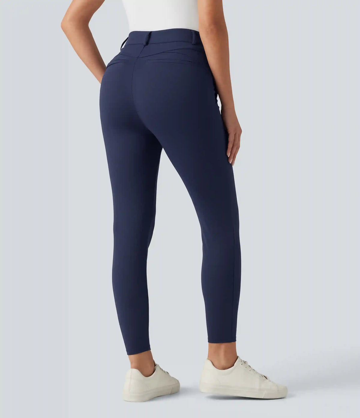 High Waisted Herringbone Golf Skinny Pants with Pockets