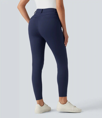 High Waisted Herringbone Golf Skinny Pants with Pockets