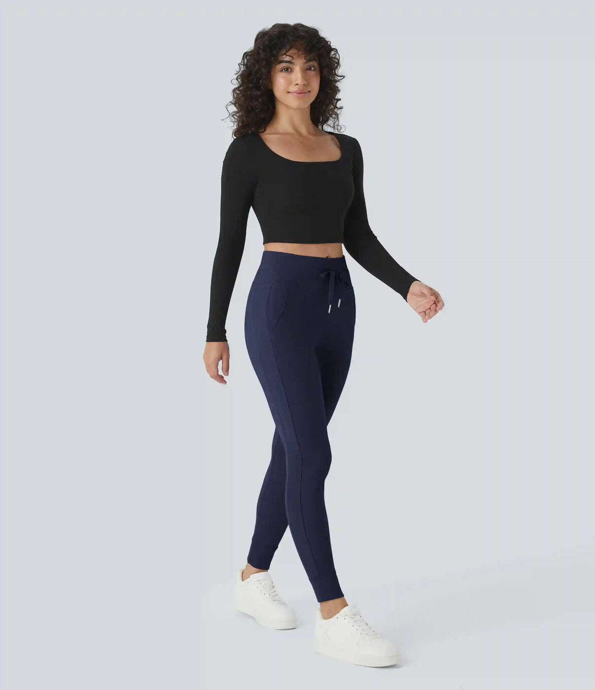 SoftlyZero™ Plush High Waisted Drawstring Pocket Plain Full Length Joggers