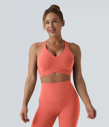 Halara UltraSculpt™ Light Support V Neck Racerback Running Sports Bra DD-F Cups
