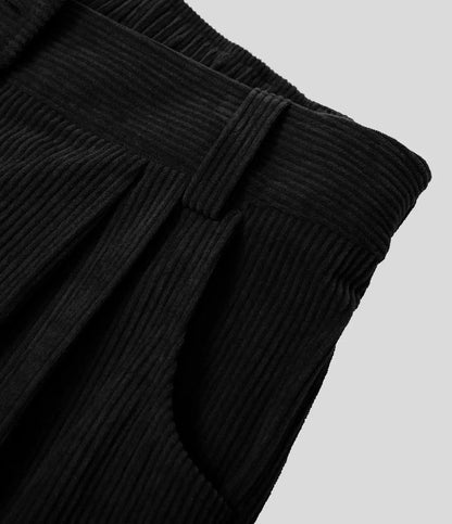 Mid Rise Zipper Pocket Corduroy Casual Pants