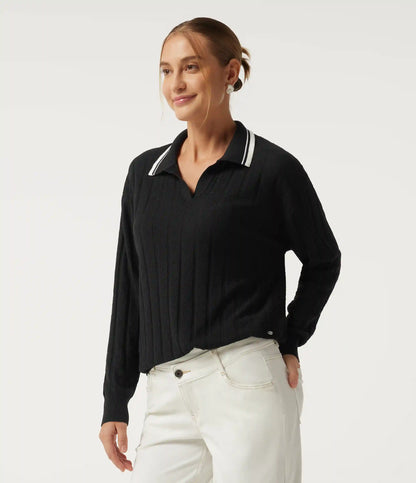 Long Sleeve Color Block Work Sweater