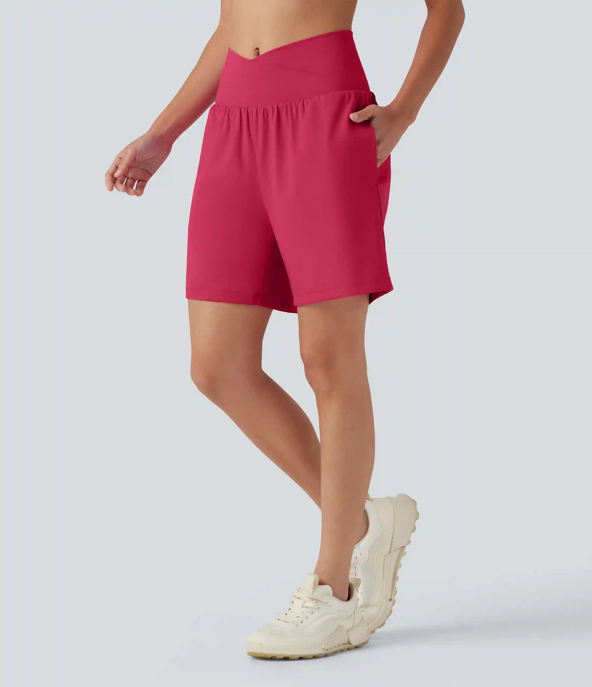 SoftlyZero™ Airy Crossover High Waisted 2-in-1 InstantCool Yoga Shorts 7'' with Pockets