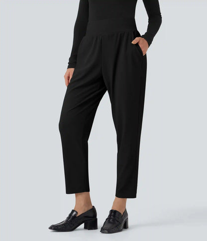 Halara Flex™ Mid Rise Tummy Control Micro Waffle Work Tapered Pants with Pockets