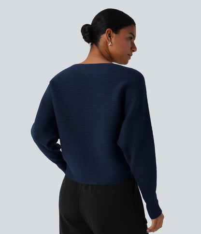 Boat Neck Batwing Sleeve Casual Sweater