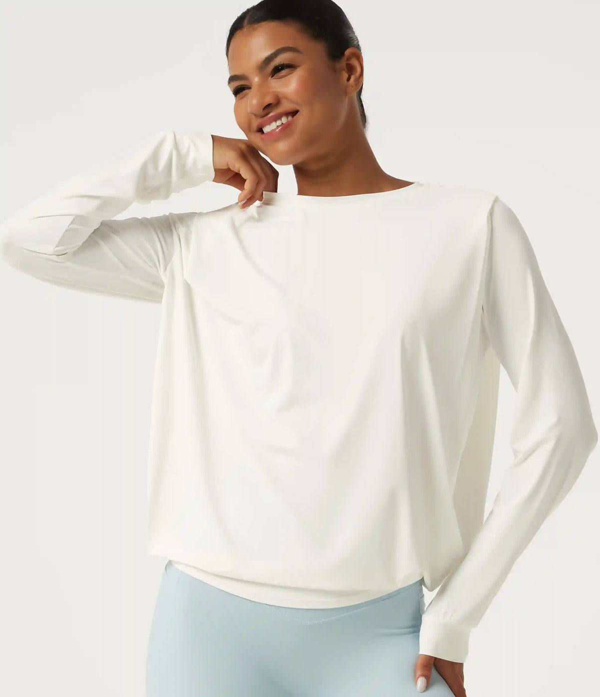 Round Neck InstantCool Quick Dry Long Sleeve Boxy Yoga Sports Top