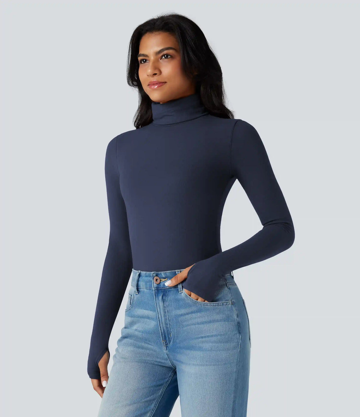 Halara HeatCore Turtleneck Long Sleeve Thumb Hole Casual Warming Top