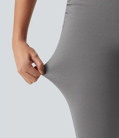 High Waisted Ruched Flare Golf Pants with Pockets-Golf Tee