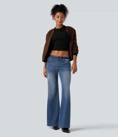 Halara Flex™ Low Rise Flare Washed Casual Jeans with Pockets