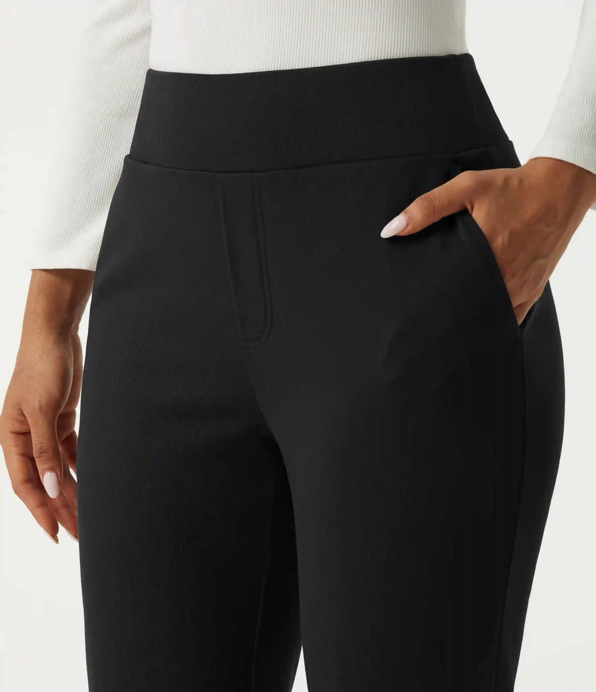 High Waisted Bootcut Work Cotton Pants with Pockets