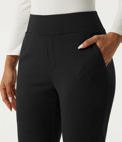 High Waisted Bootcut Work Cotton Pants with Pockets