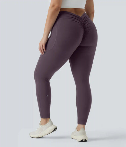 Plus Size Halara UltraSculpt™ High Waisted Tummy Control Butt Lifting Ruched Yoga Leggings with Pockets