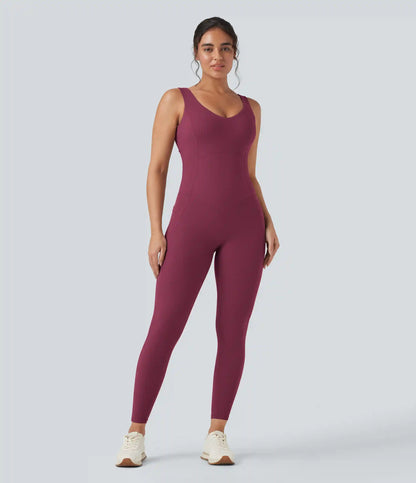Halara UltraSculpt™ V Neck Tummy Control Butt Lifting Workout Jumpsuit with Pockets