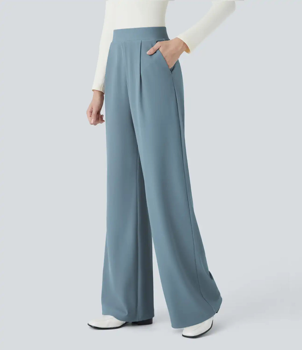 Halara Flex™ High Waisted Body Sculpt Waist-Slimming Pocket Wide Leg Micro Waffle Work Pants