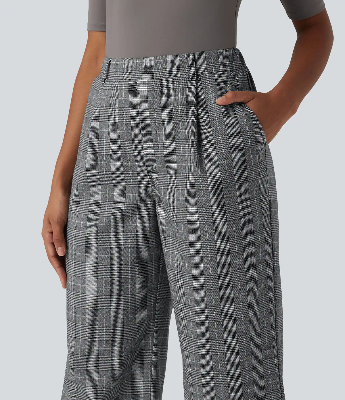 Halara Flex™ High Waisted Bootcut Houndstooth Work Pants with Pockets