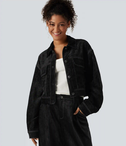 Long Sleeve Casual Shirt Jacket with Pockets