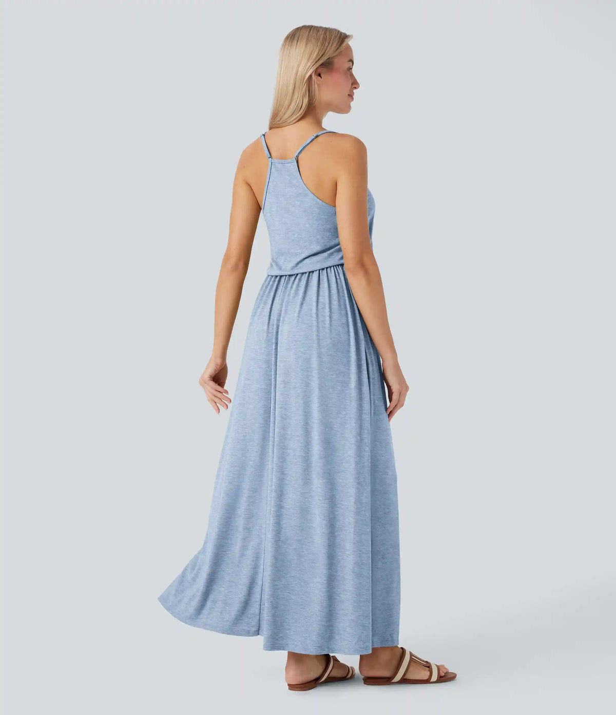 Maxi Flowy Slip Dress with Pockets
