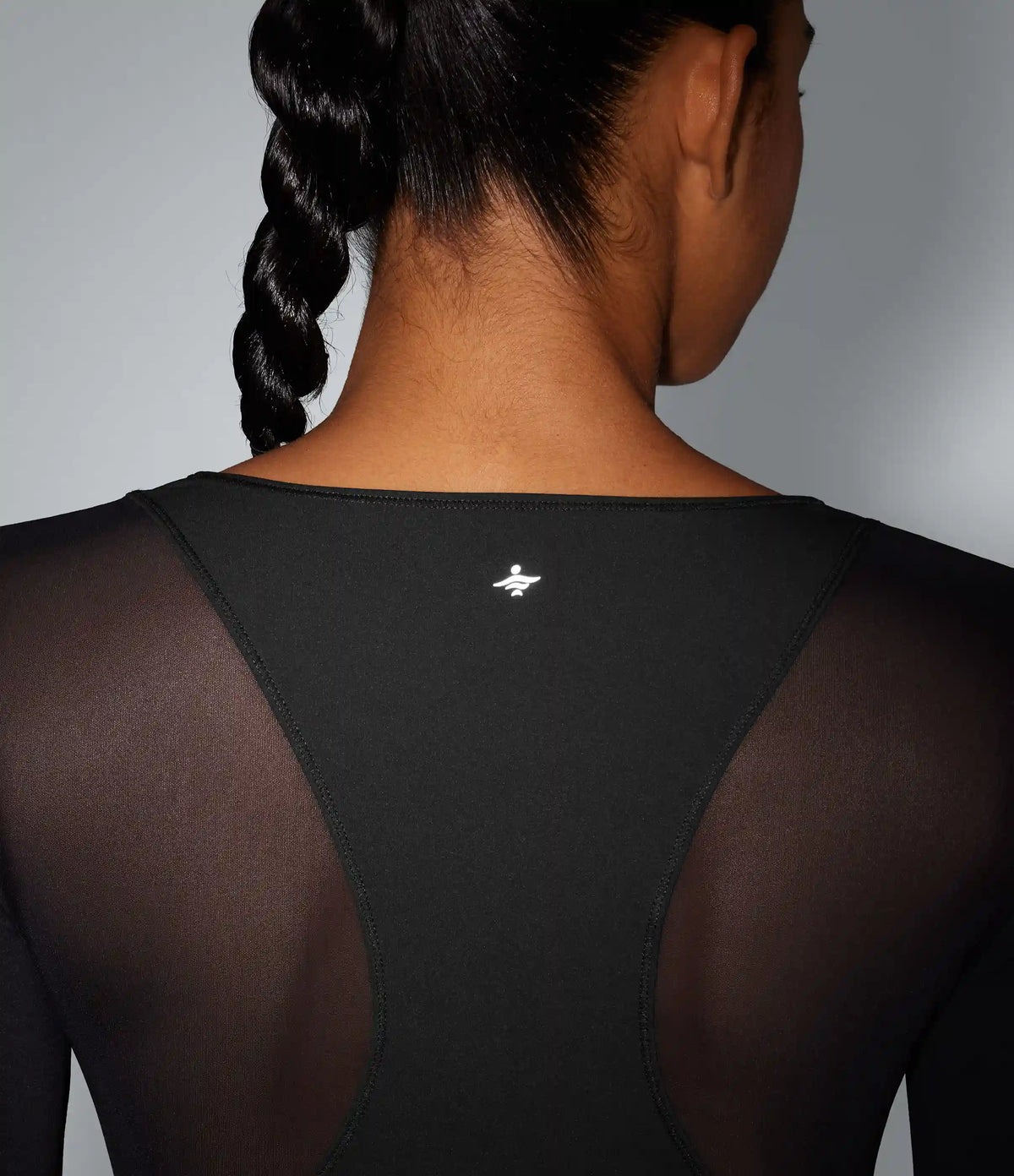 Round Neck Long Sleeve Contrast Mesh InstantCool Quick Dry Yoga Sports Top