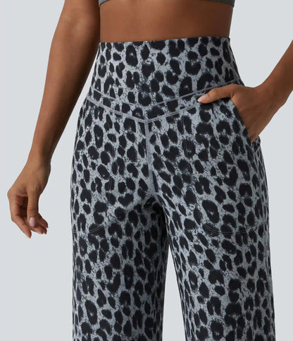 Halara UltraSculpt™ Leopard Print High Waisted Tummy Control Straight Leg Yoga Pants with Pockets