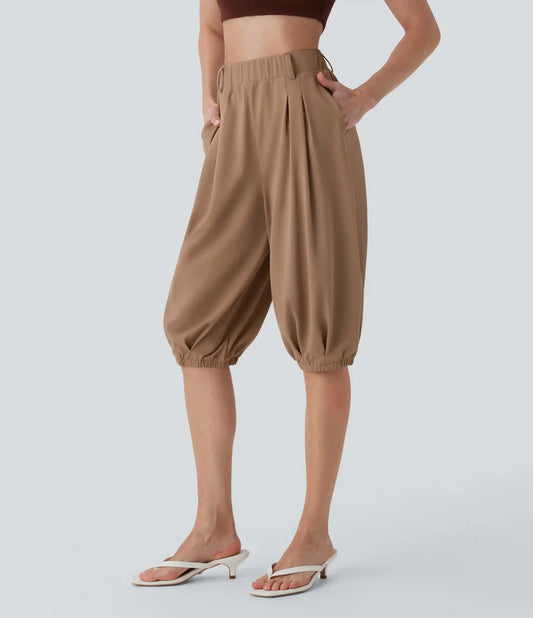 DayStretch High Waisted Tapered Casual Pedal Pusher Pants with Pockets