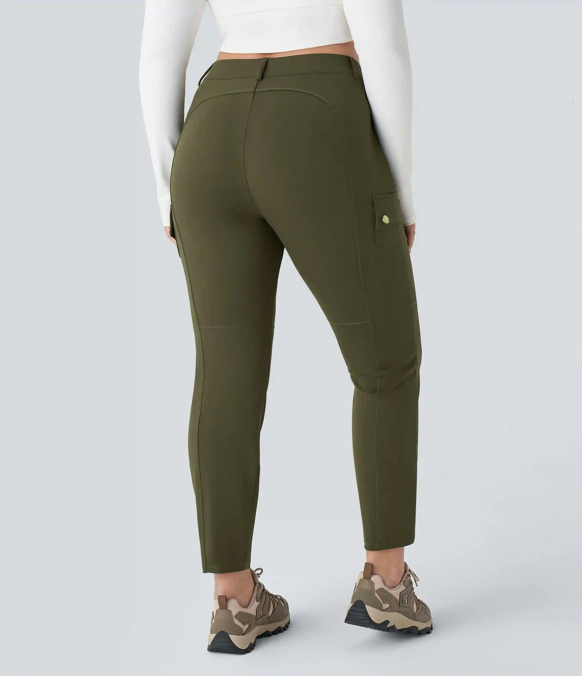 DayStretch High Waisted Zipper Pockets Solid Slim Hiking Plus Size Cargo Pants