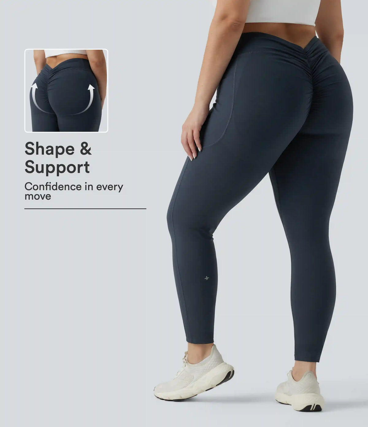Plus Size Halara UltraSculpt™ High Waisted Tummy Control Butt Lifting Ruched Yoga Leggings with Pockets