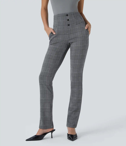 Halara Flex™ High Waisted Houndstooth Plaid Skinny Work Pants with Pockets