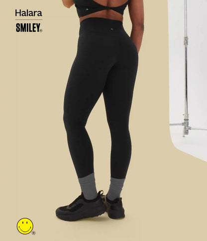 Halara X Smiley® Halara UltraSculpt™ High Waisted Crossover Contrast Mesh Decorative Buckle Yoga Leggings