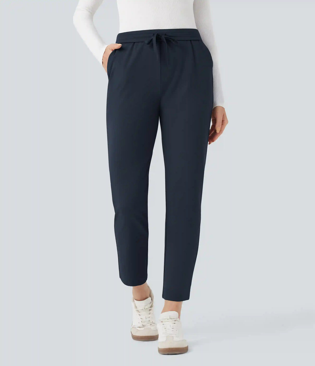 Halara Flex™ DayStretch Foldover High Waisted Drawstring 7/8 Slim Work Pants with Pockets