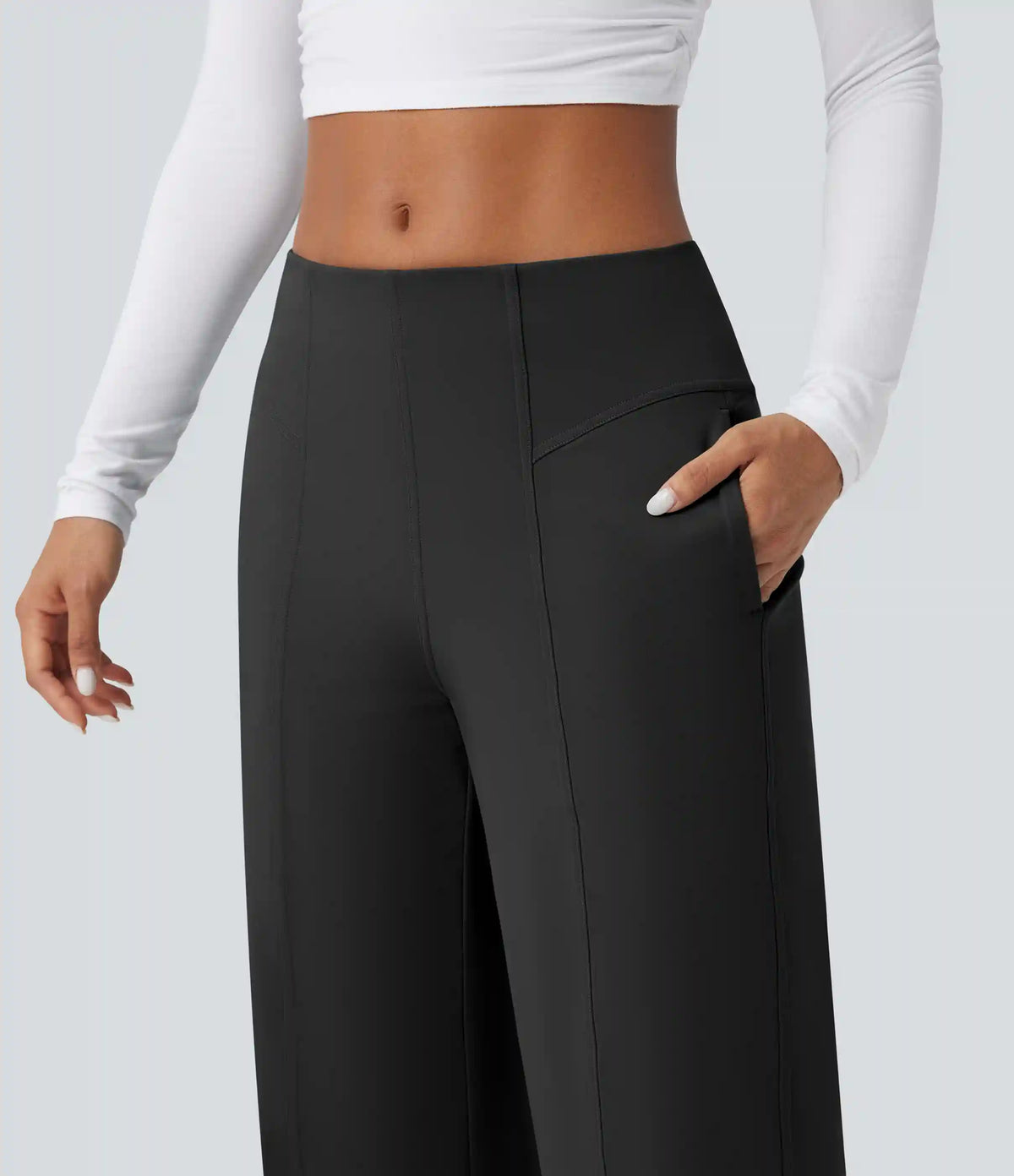 DayStretch Mid Rise Wide Leg Baggy Casual Pants with Pockets
