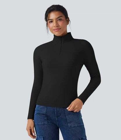 Half Zip Long Sleve Fleece Casual Top