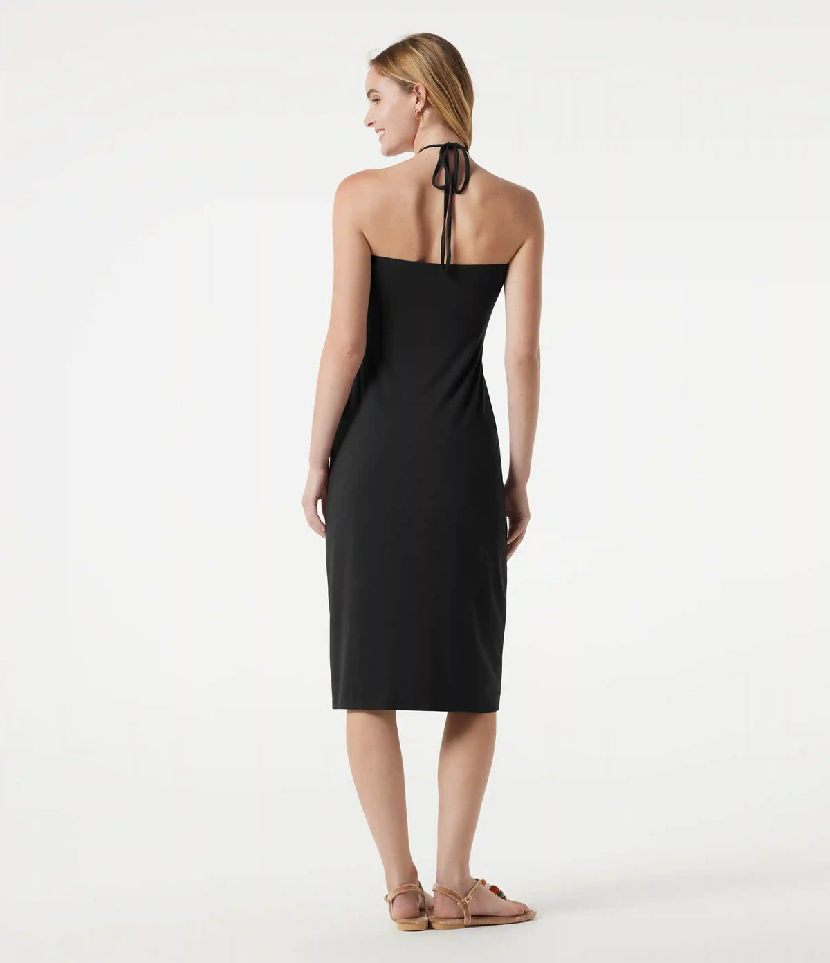 Halter Tie Back Midi Dress with Pockets