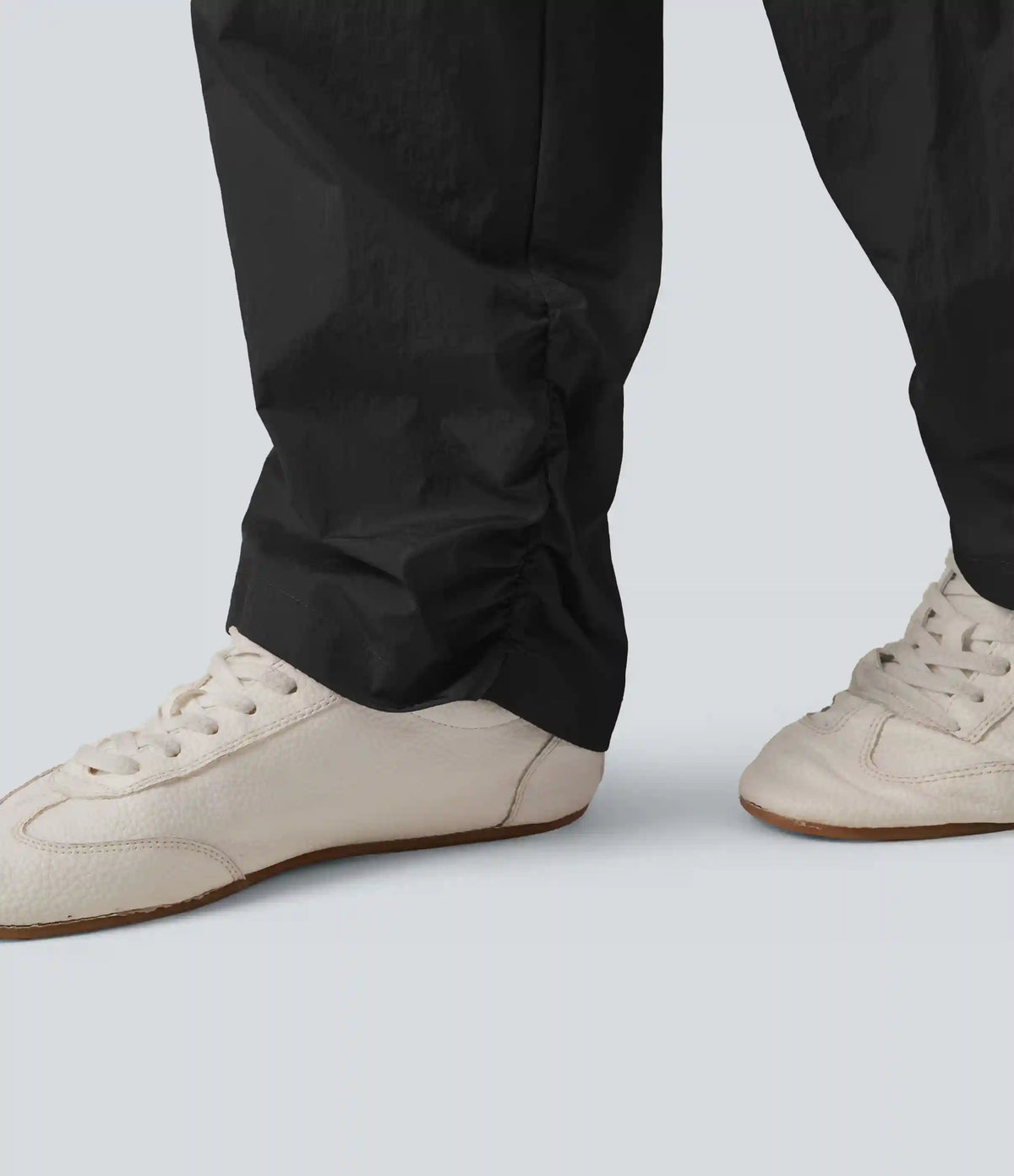 High Waisted Drawstring Studded Straight Leg Casual Pants with Pockets