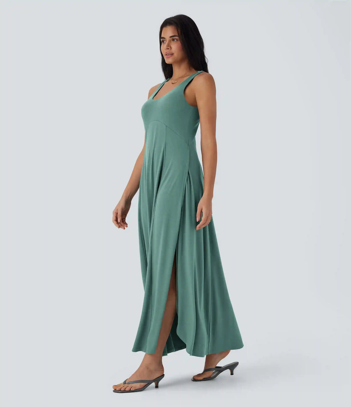 U Neck Flowy Maxi Casual Tank Dress
