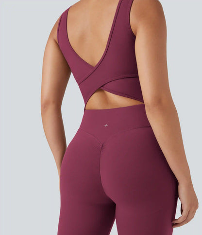 Halara UltraSculpt™ V Neck Tummy Control Butt Lifting Workout Jumpsuit with Pockets