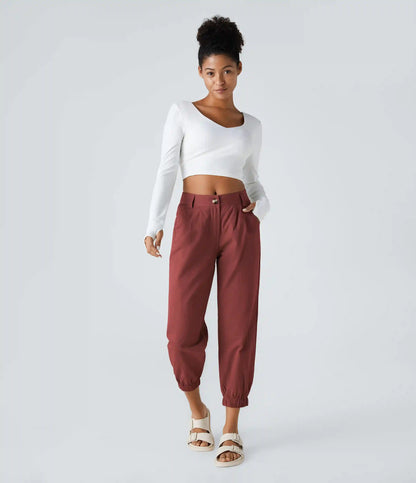 Mid Rise Casual Joggers with Pockets