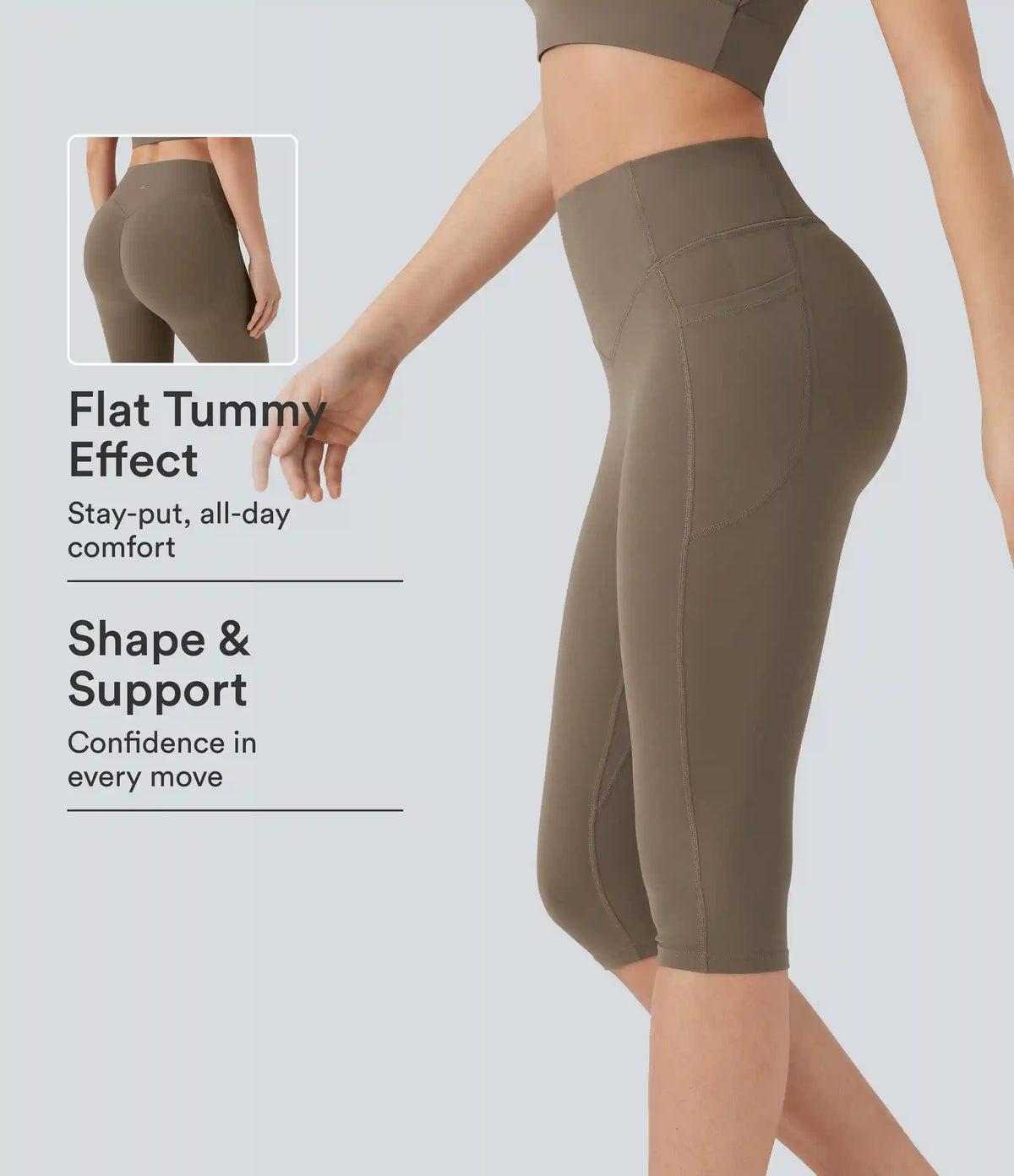 Halara UltraSculpt™ High Waisted Scrunch Butt Lifting Tummy Control Shaping Training Pedal Pusher Leggings with Pockets