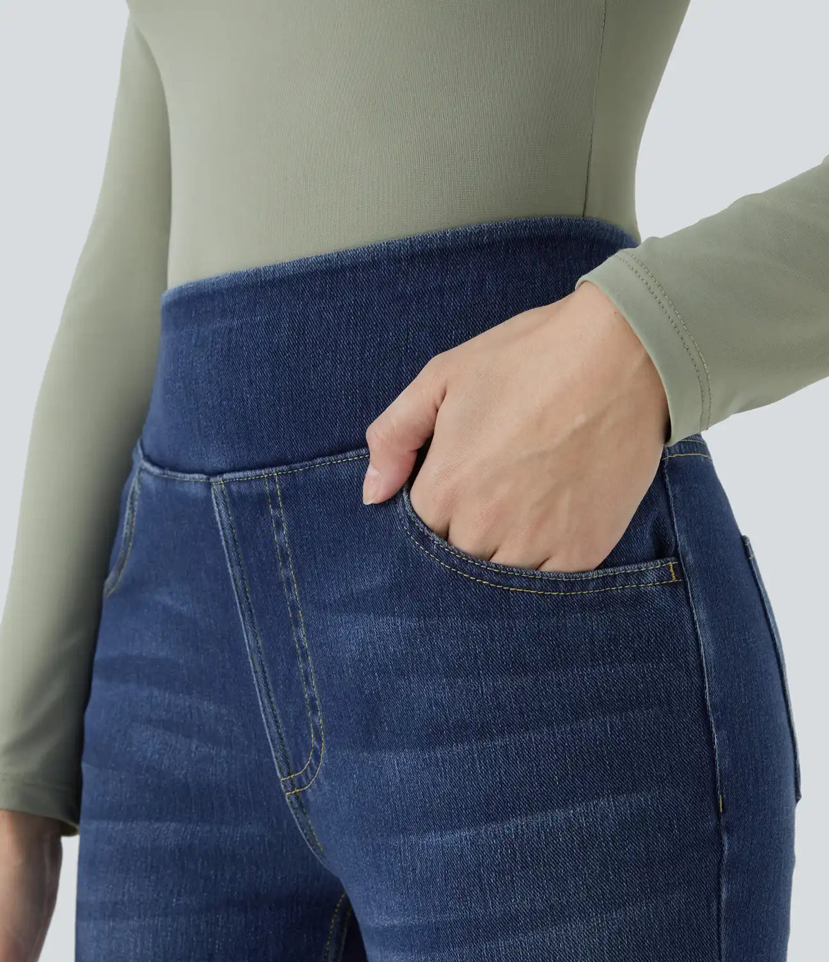 Halara Flex™ High Waisted Pockets Washed Casual Bootcut Jeans