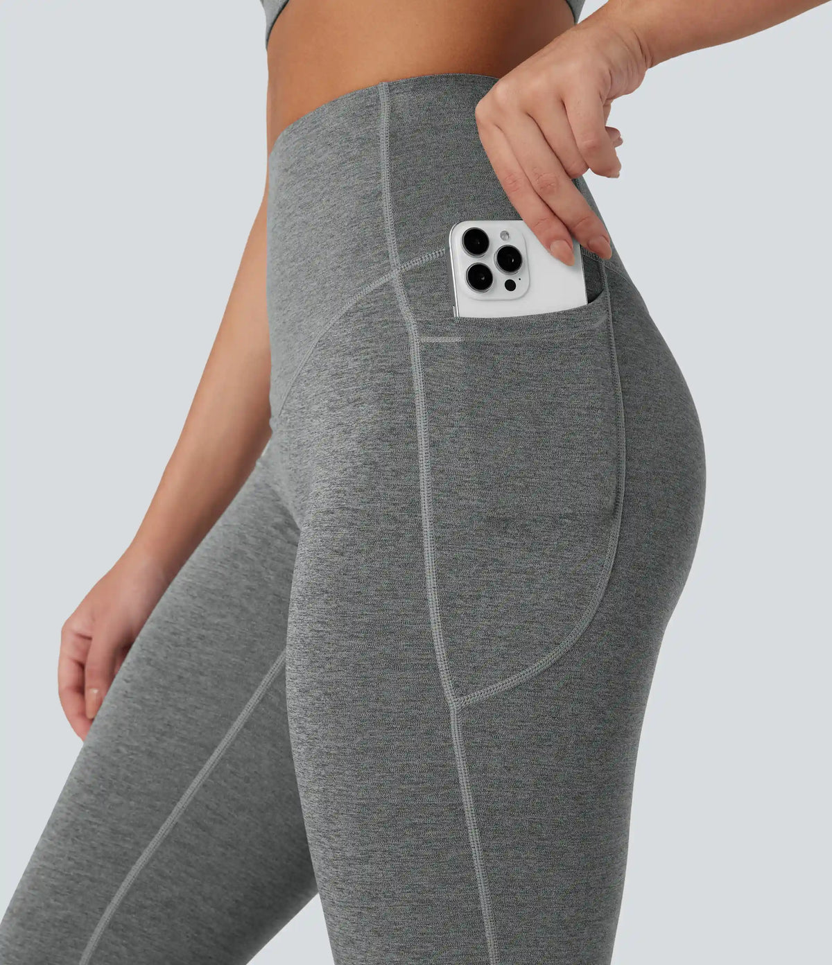 Halara UltraSculpt™ Heathered High Waisted Tummy Control Quick Dry Bootcut Yoga Leggings with Pockets