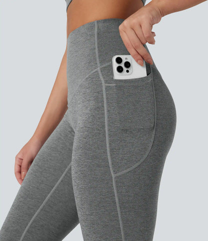 Halara UltraSculpt™ Heathered High Waisted Tummy Control Quick Dry Bootcut Yoga Leggings with Pockets