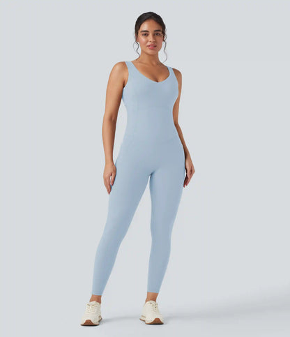Halara UltraSculpt™ V Neck Tummy Control Butt Lifting Workout Jumpsuit with Pockets