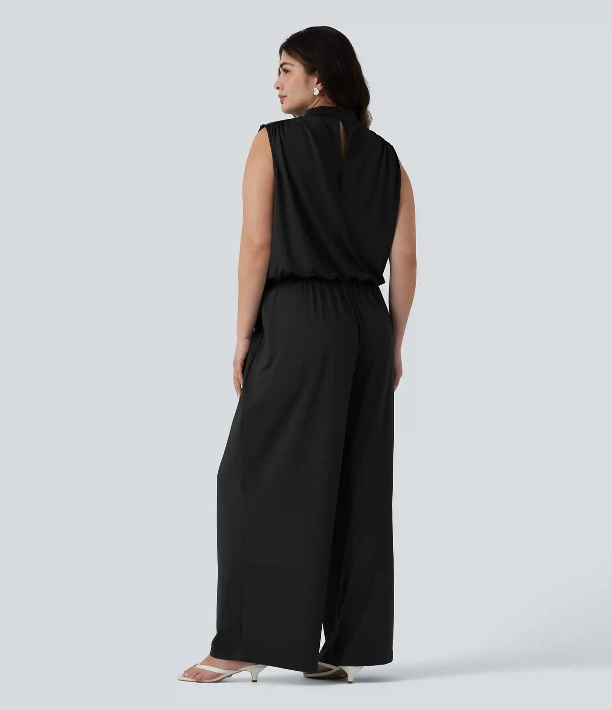 Plus Size Stand Collar Sleeveless Party Jumpsuit with Pockets-Easy Peezy Edition