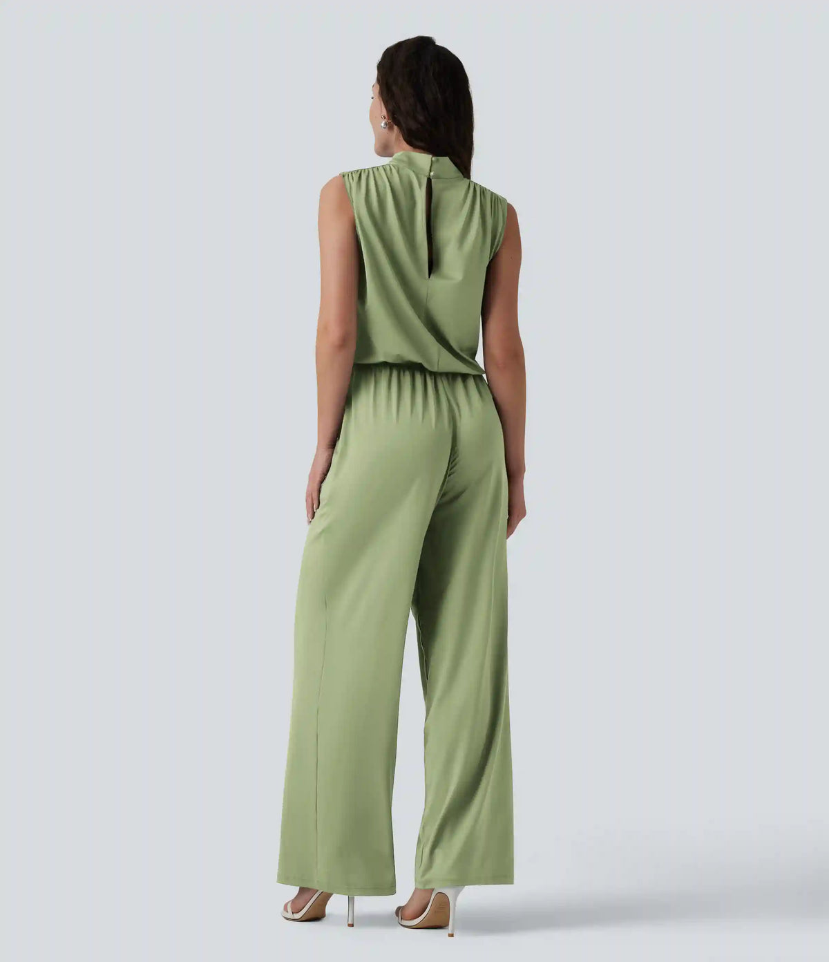 Stand Collar Sleeveless Straight Leg Bridesmaid And Wedding Guest Jumpsuit with Pockets-Easy Peezy