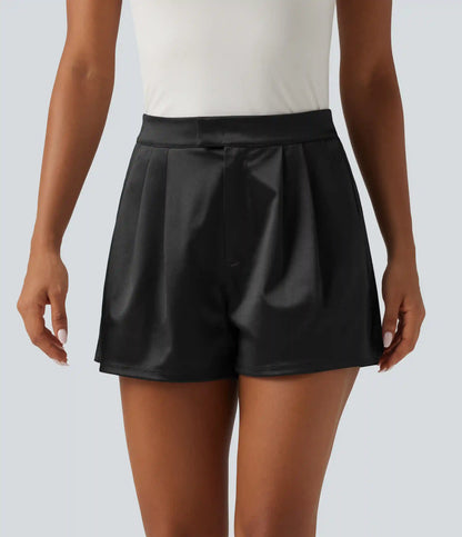 High Waisted Satin Work Shorts 3" with Pockets