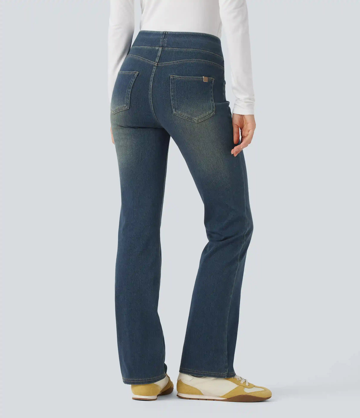Halara Flex™ High Waisted Pockets Washed Casual Bootcut Jeans