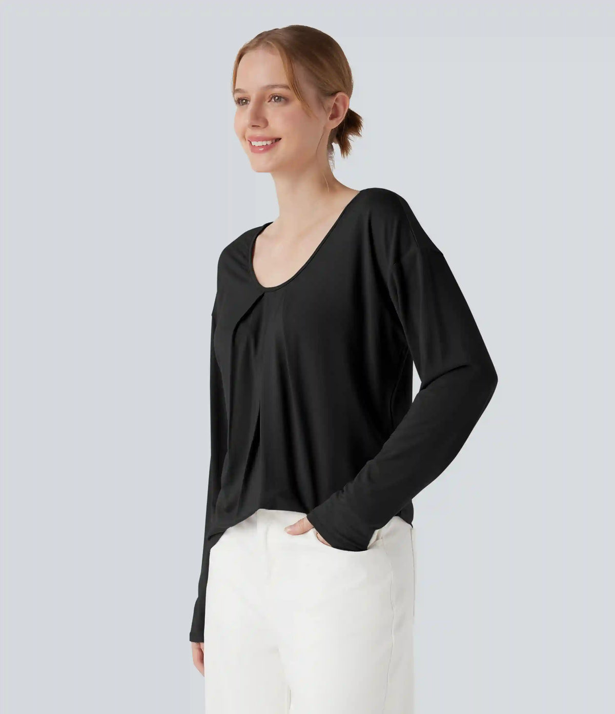 Round Neck Raglan Long Sleeve Casual Top