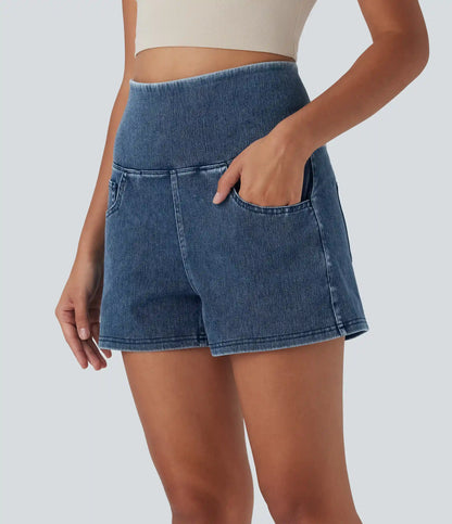 Halara Flex™ High Waisted Tummy Control Denim Casual Shorts 3'' with Pockets