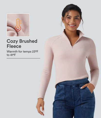 Half Zip Long Sleve Fleece Casual Top
