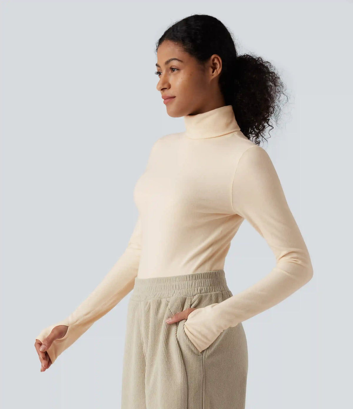 Halara HeatCore Turtleneck Long Sleeve Thumb Hole Casual Warming Top